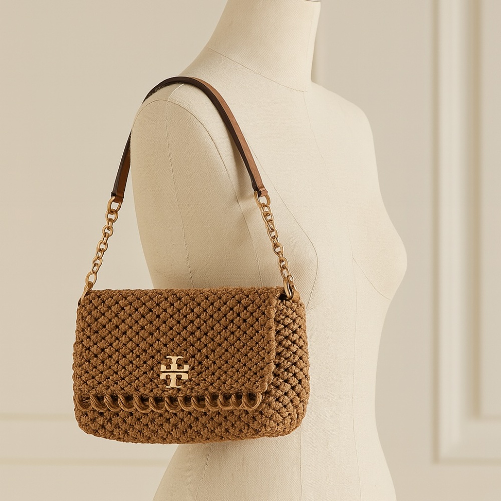 Tory Burch Kira MACRAMÉ Woven Leather Small Shoulder Bag